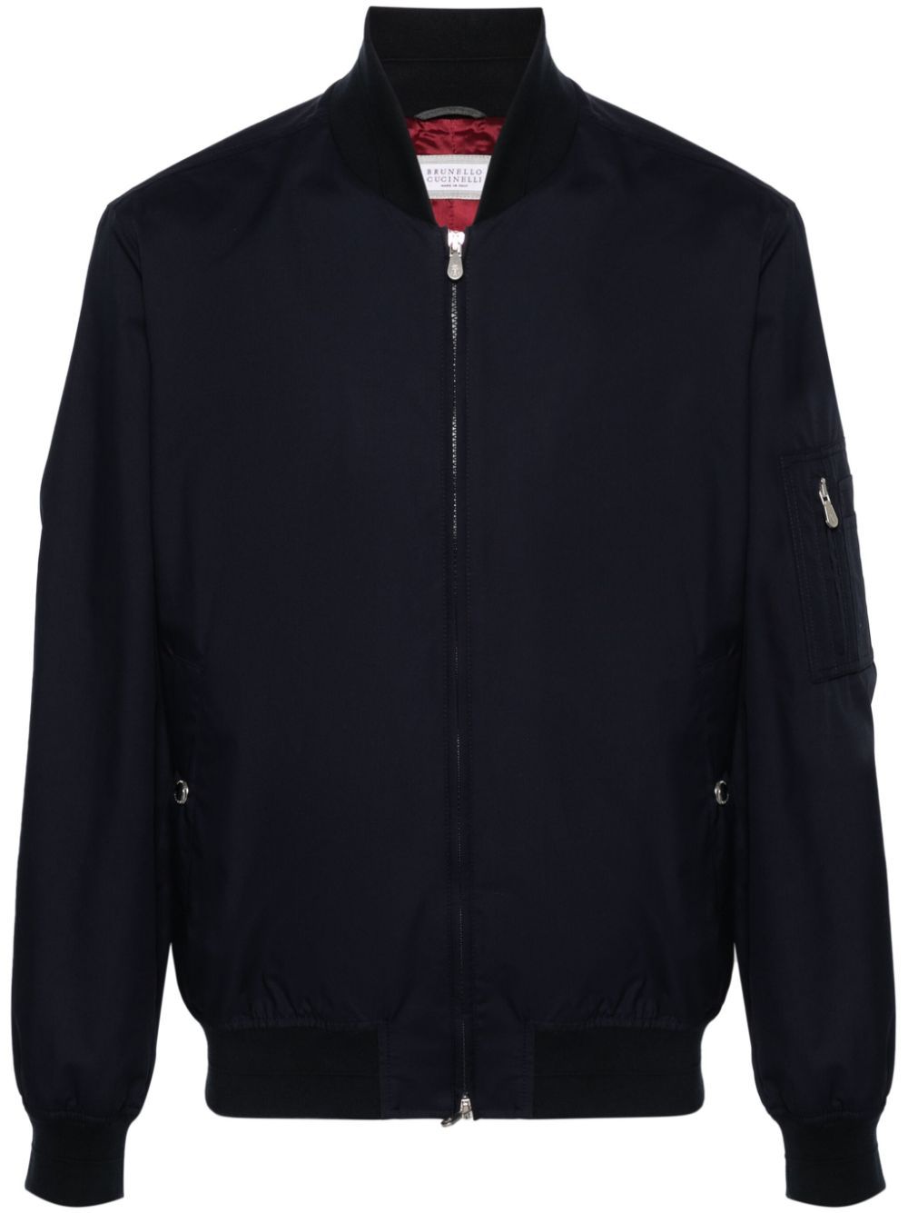 Shop Brunello Cucinelli Poplin Bomber Jacket In Blue