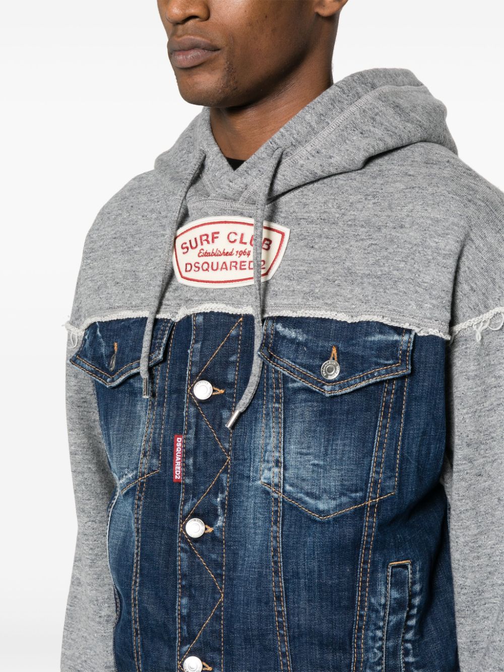 Shop Dsquared2 Cipro Patchwork Hoodie In Blue