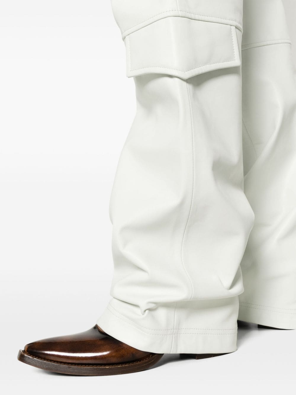 Shop Alberta Ferretti Straight-leg Leather Trousers In White