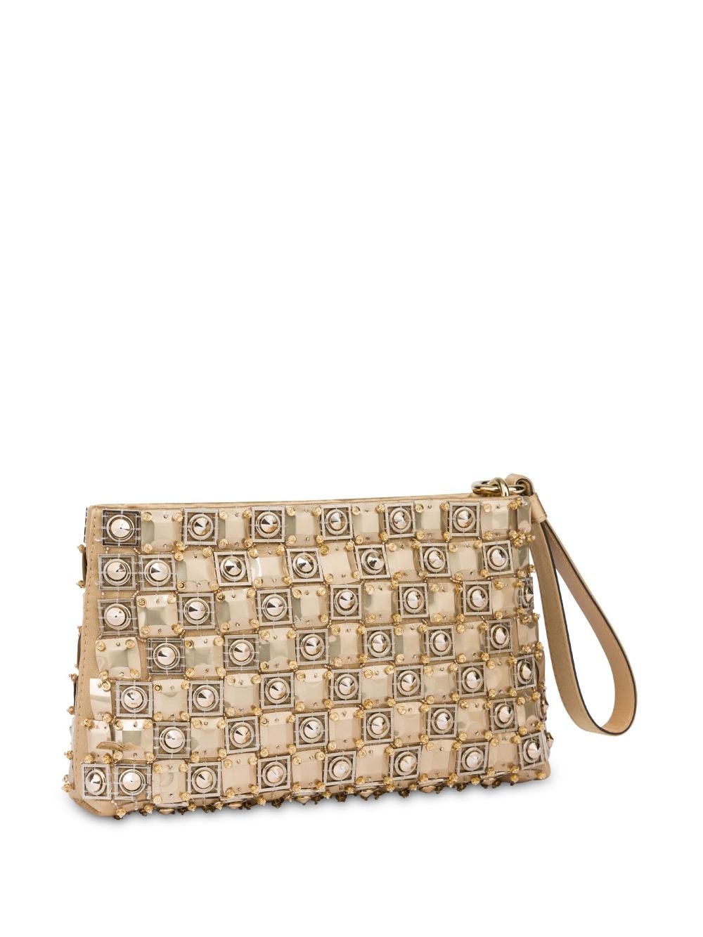 Shop Alberta Ferretti Embellished Satin Clutch Bag In Gold