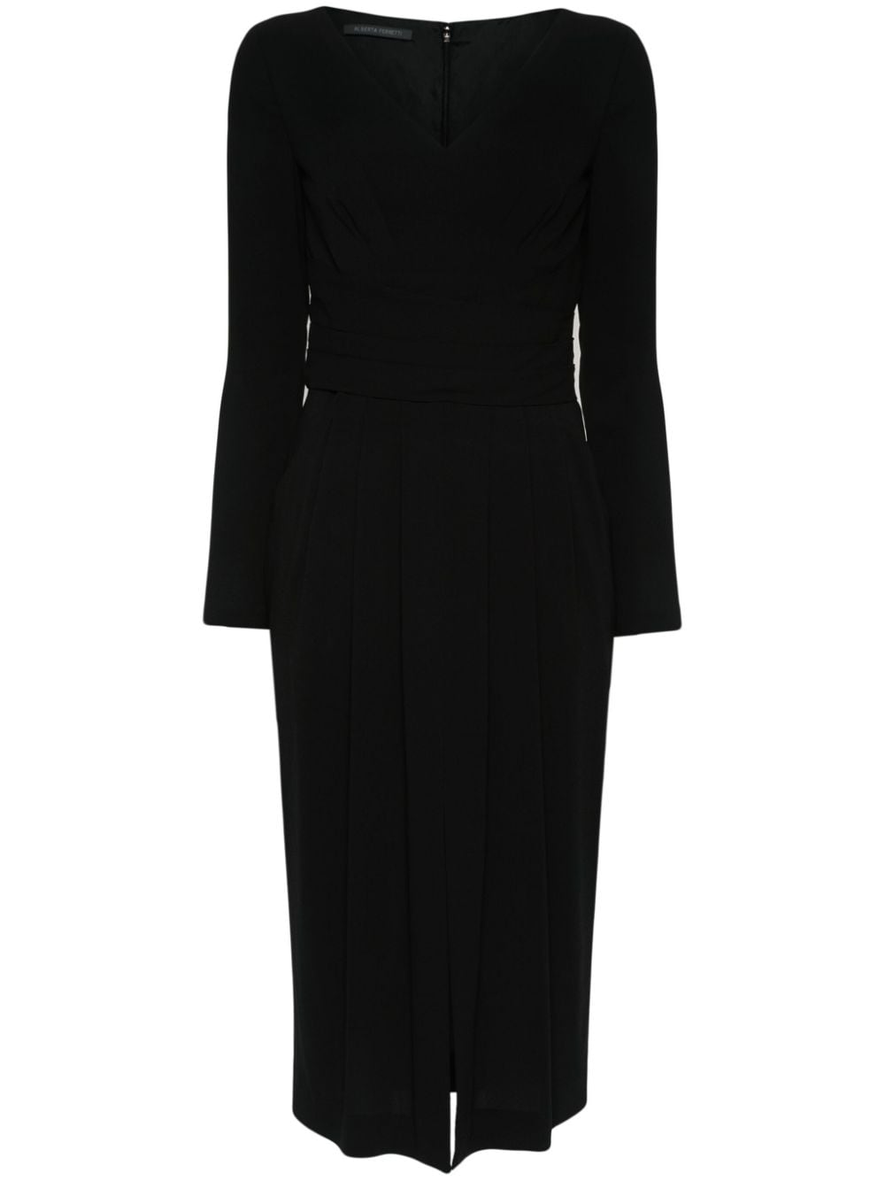 Alberta Ferretti V-neck Midi Dress In Black