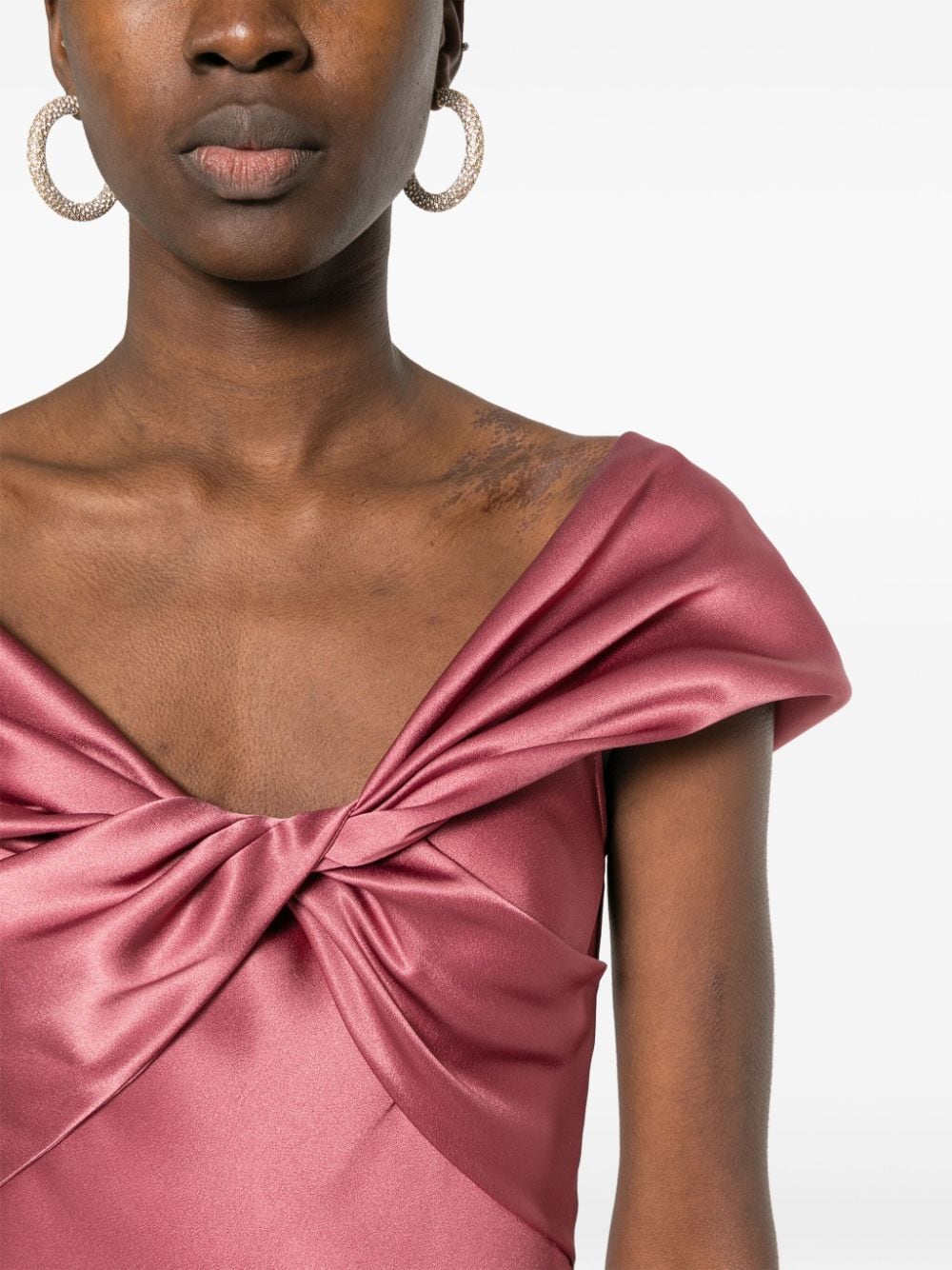 Alberta Ferretti Satijnen maxi-jurk met gedraaid detail Roze