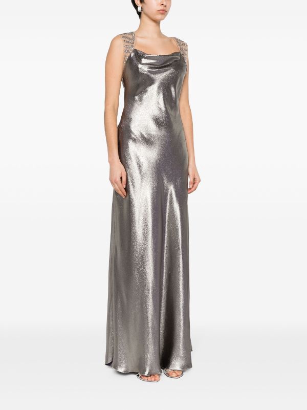 Alberta Ferretti Lamé Maxi Dress | Gold | FARFETCH AO