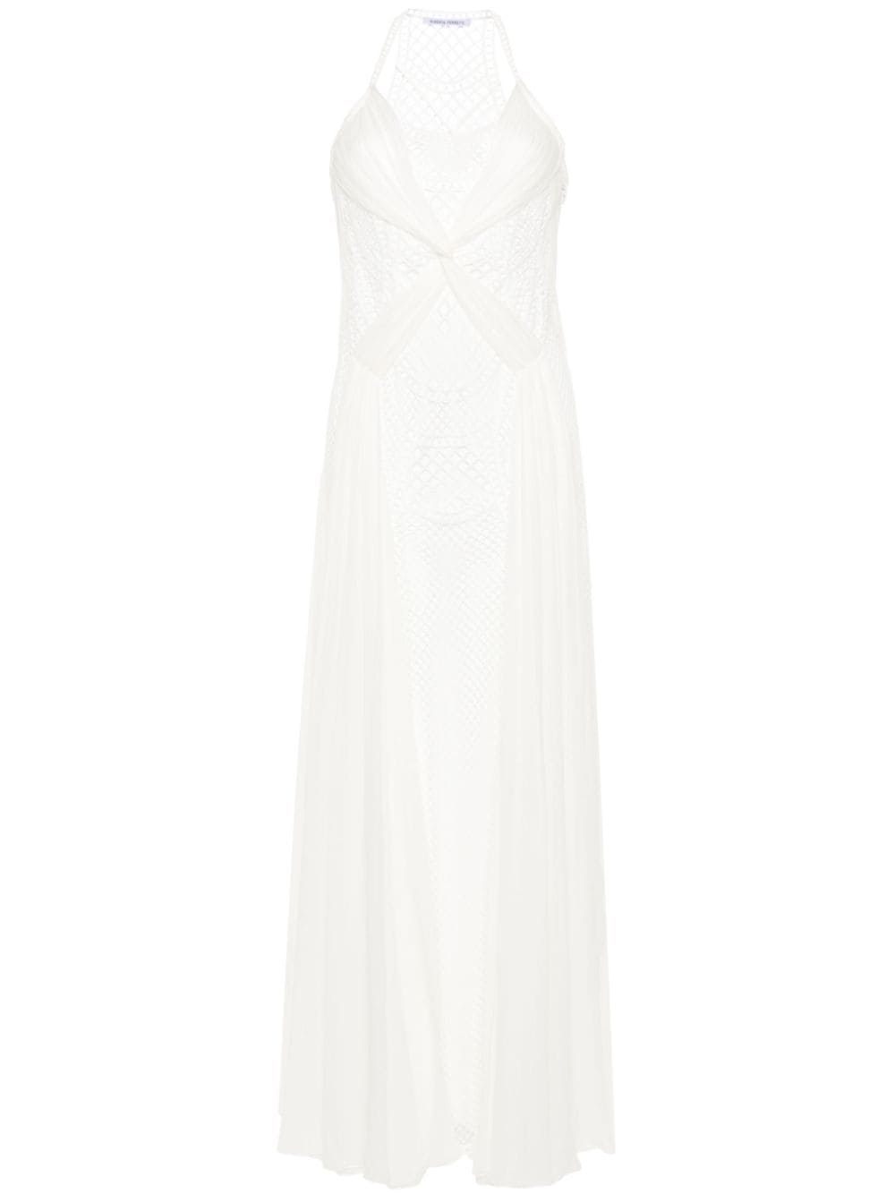 Alberta Ferretti Net-lace Maxi Dress In White