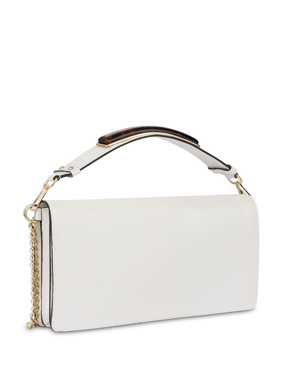 Shop Alberta Ferretti Lizard-print Leather Tote Bag In White