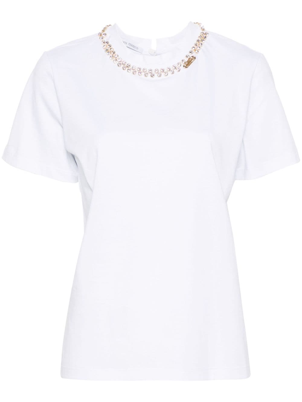 Alberta Ferretti Crystal-embellished Cotton T-shirt In White