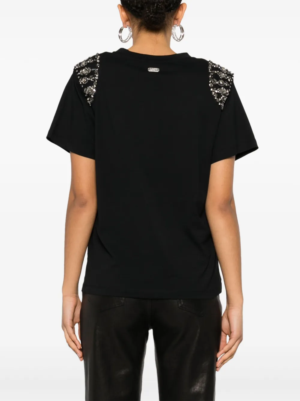 Shop Alberta Ferretti Gem-embellished T-shirt In Black