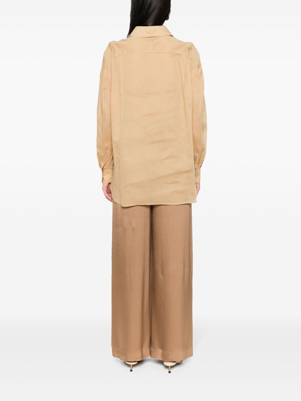 Shop Alberta Ferretti Semi-sheer Cotton Shirt In Neutrals