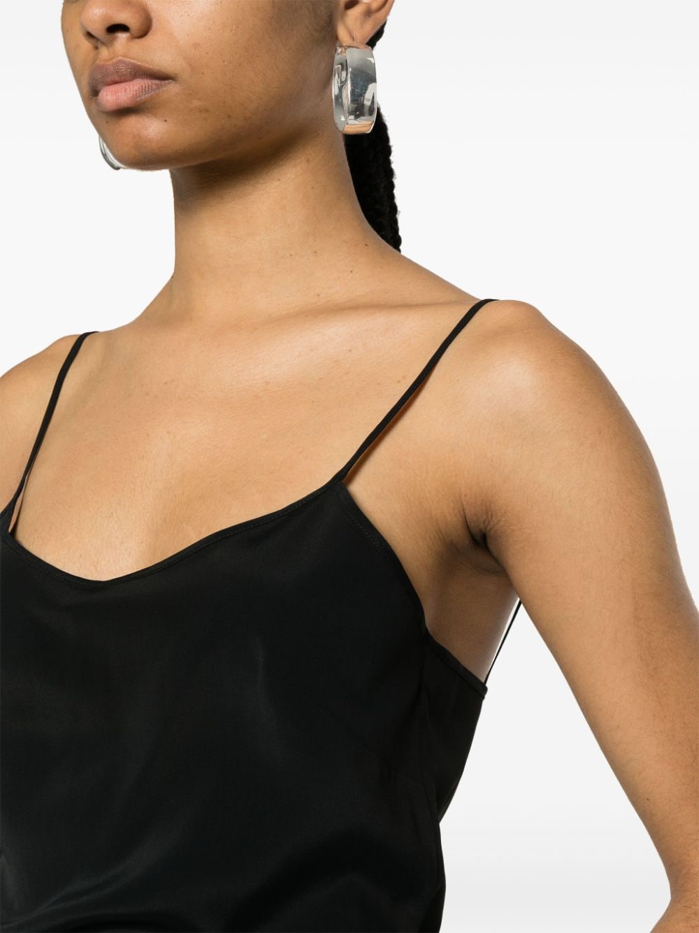 Shop Alberta Ferretti Round-neck Slip Top In Black