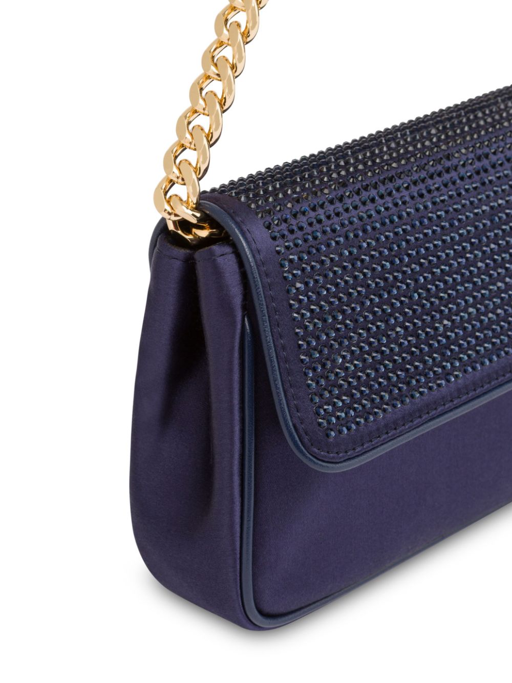 Shop Alberta Ferretti Rhinestone-embellished Shoulder Bag In Blue