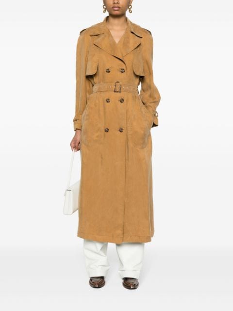 belted long trench coat