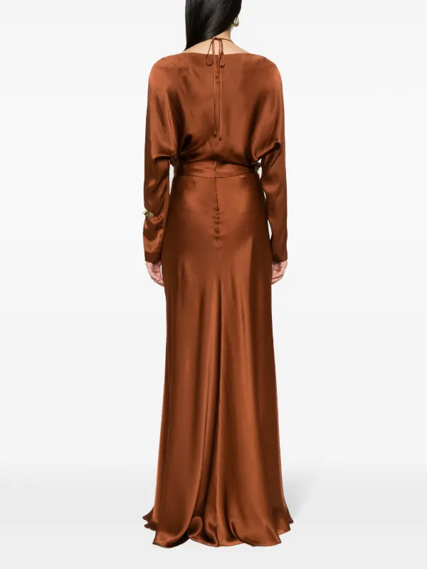 ワンピース A FERRETTI SS25 Cut-out satin dress (J04271619 0327) Alberta Ferretti cut-out Satin Midi Dress | Brown | FARFETCH