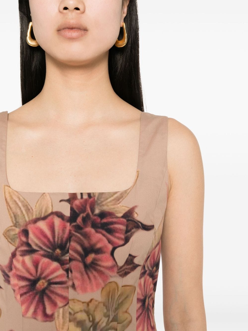 Shop Alberta Ferretti Floral-print Dress In 褐色