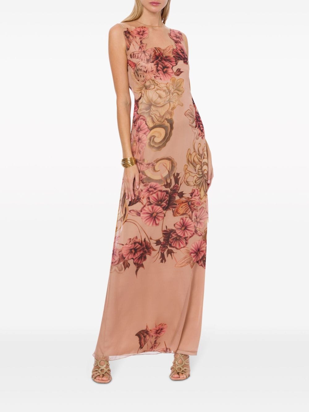 Alberta Ferretti Maxi-jurk met bloemenprint Roze