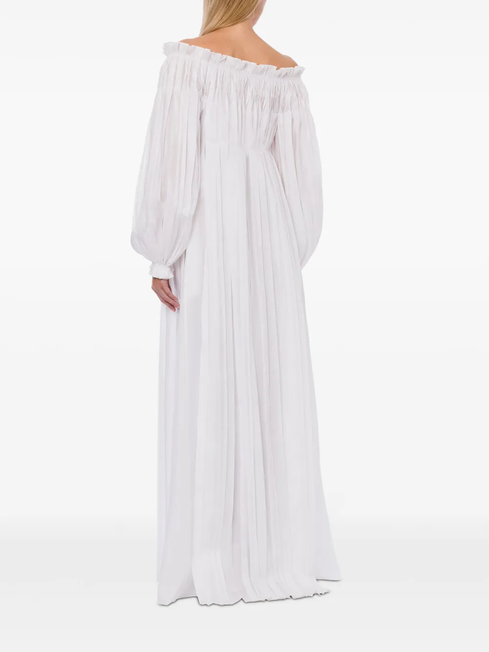 Shop Alberta Ferretti Off-shoulder Muslin Dress In White