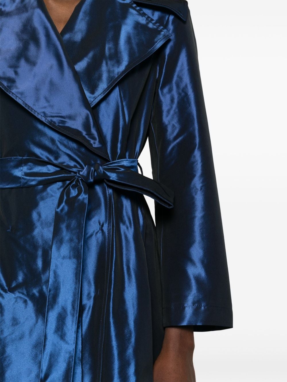 Shop Alberta Ferretti Twill Double-breasted Coat In Blue