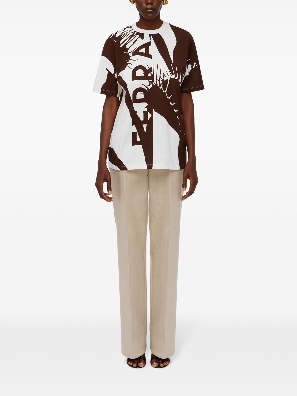 Ferragamo Venus-print cotton T-shirt - Brown