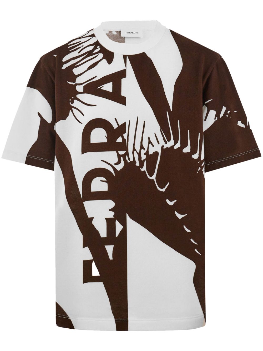 Ferragamo Venus-print Cotton T-shirt In Brown