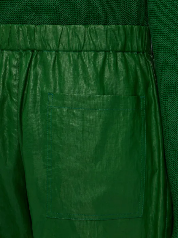 Ferragamo wide-leg Linen Cargo Trousers | Green | FARFETCH