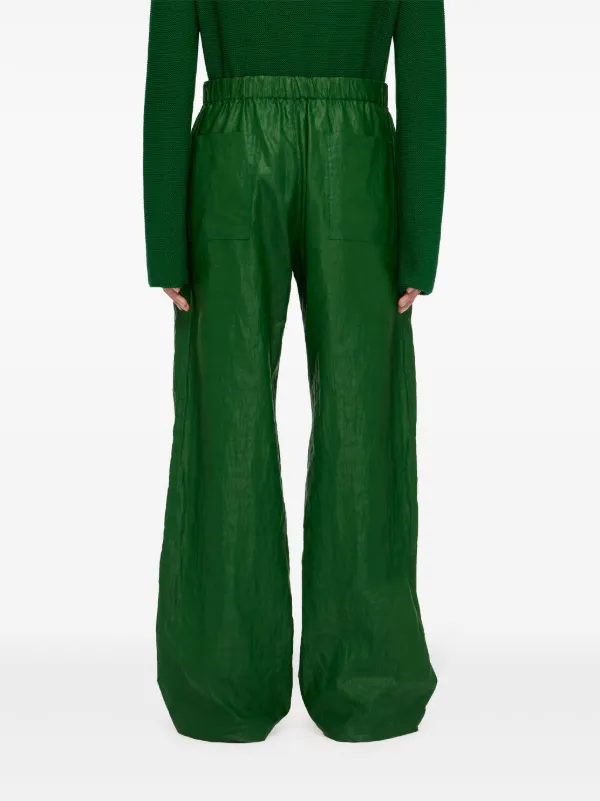 Ferragamo wide-leg Linen Cargo Trousers | Green | FARFETCH