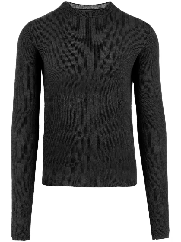 Ferragamo Ribbed-knit Linen Jumper in Black