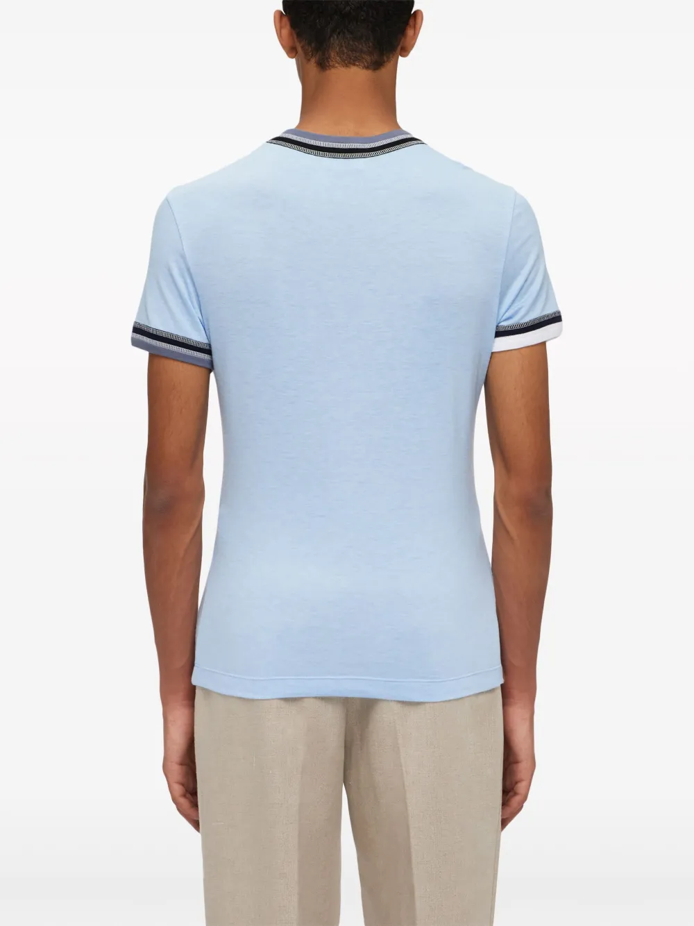 Shop Ferragamo Stripe-tipping Jersey T-shirt In Blue