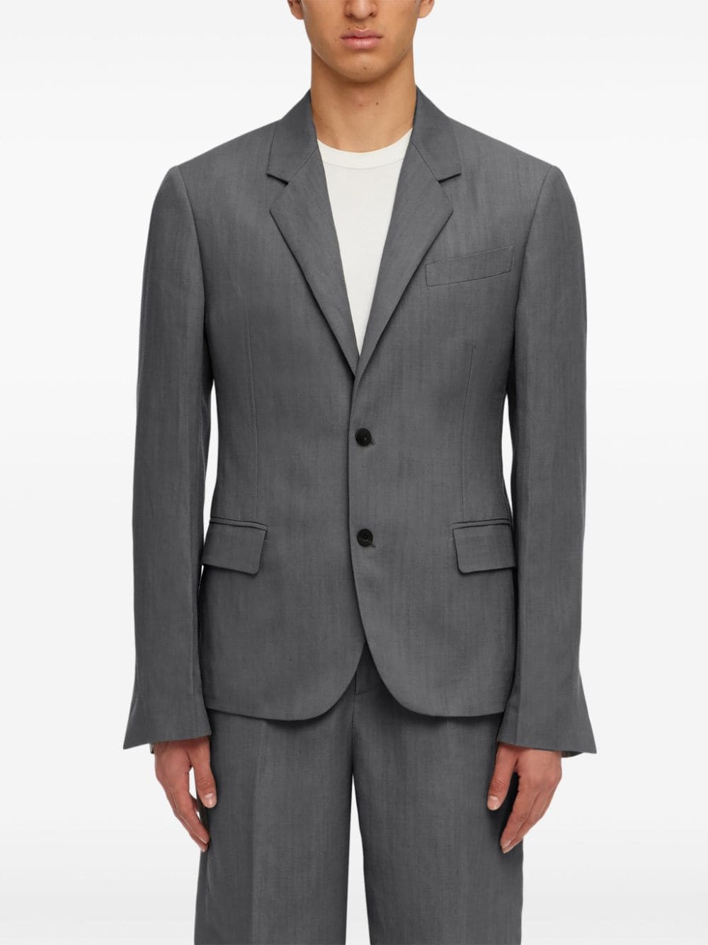 Shop Ferragamo Single-breasted Cotton Blazer In Grey