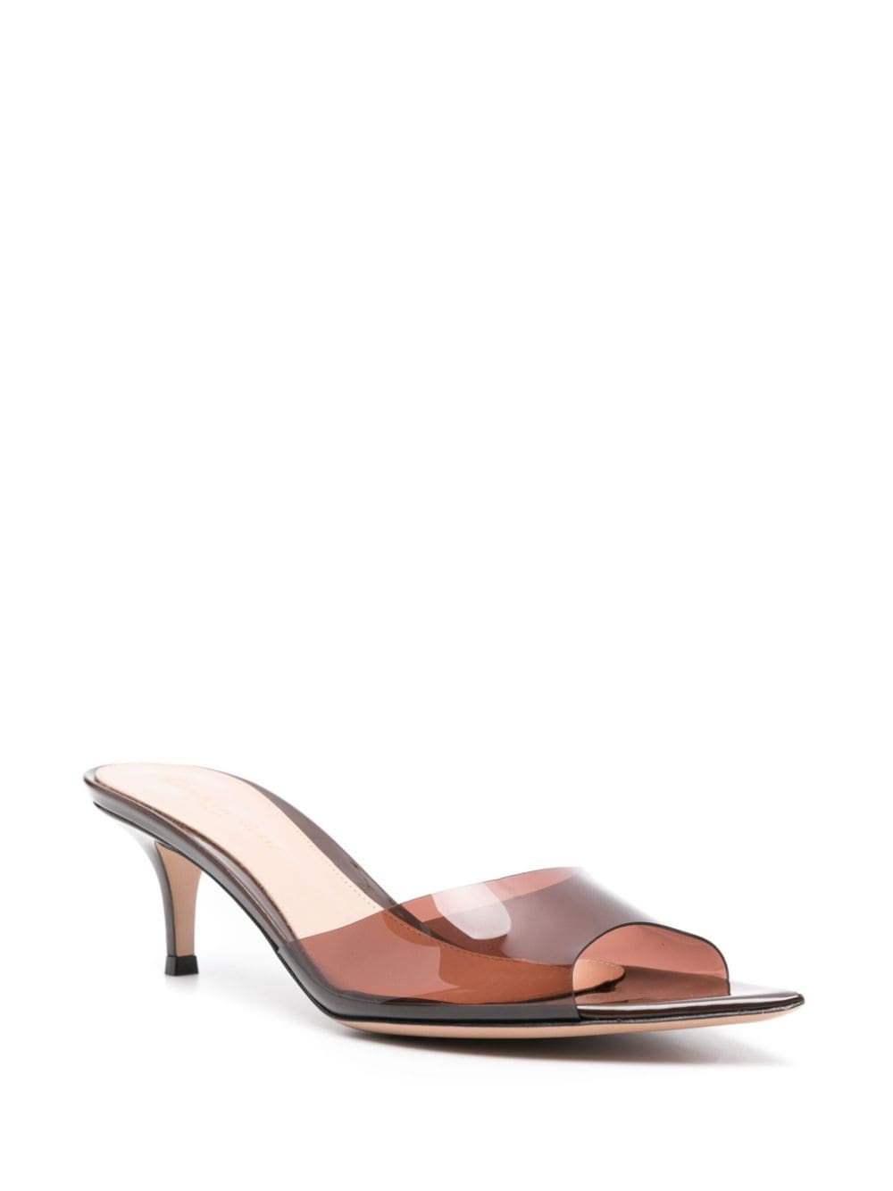 Shop Gianvito Rossi Elle 55mm Transparent-strap Mules In Brown
