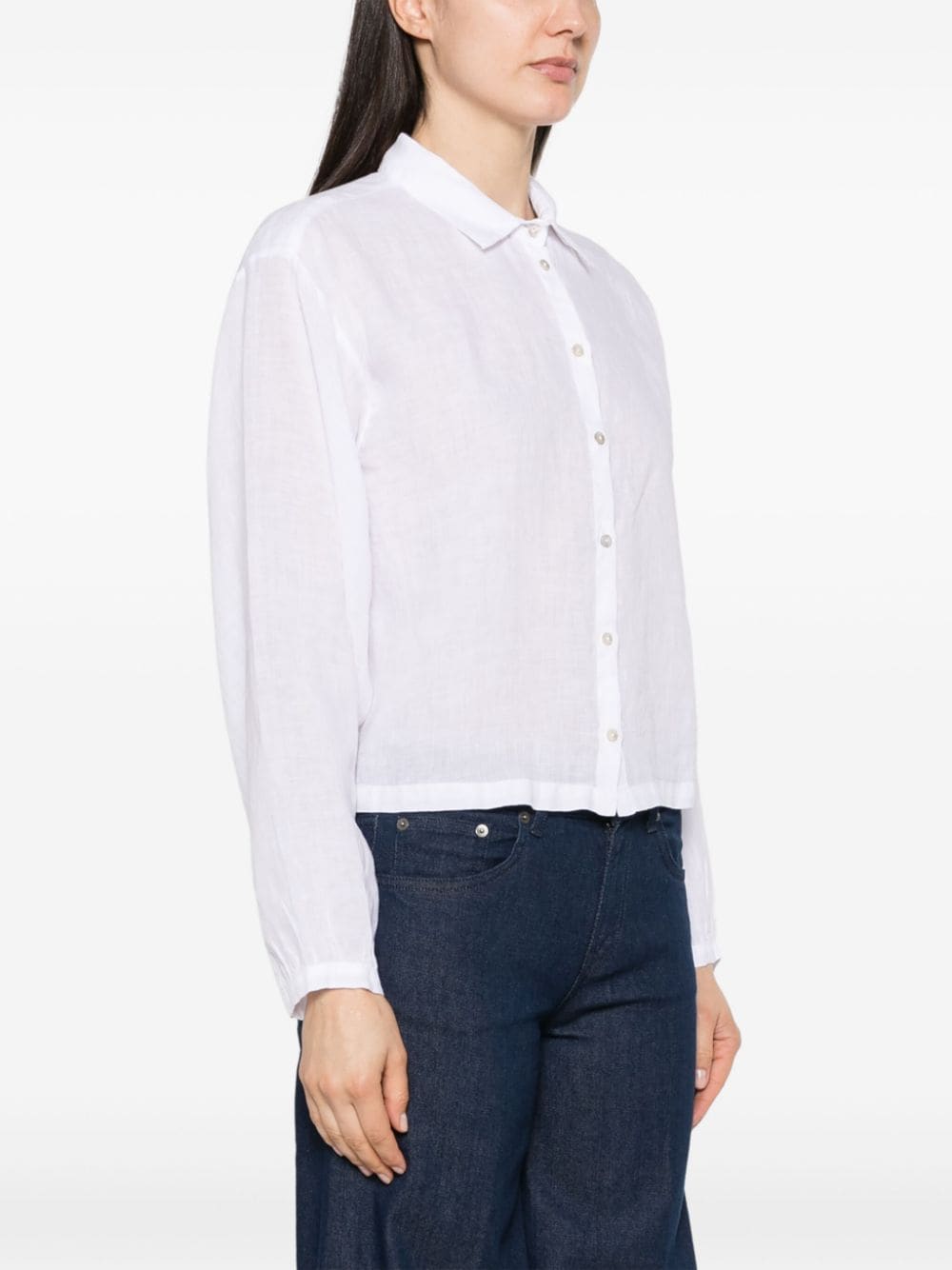 Shop 120% Lino Semi-sheer Linen Shirt In White