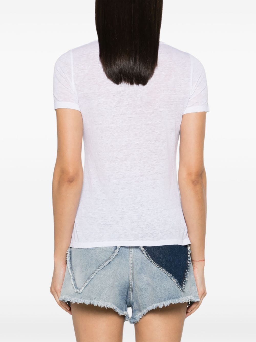 Shop 120% Lino V-neck Linen T-shirt In White