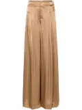 Alberta Ferretti pleat-detail satin palazzo pants - Brown