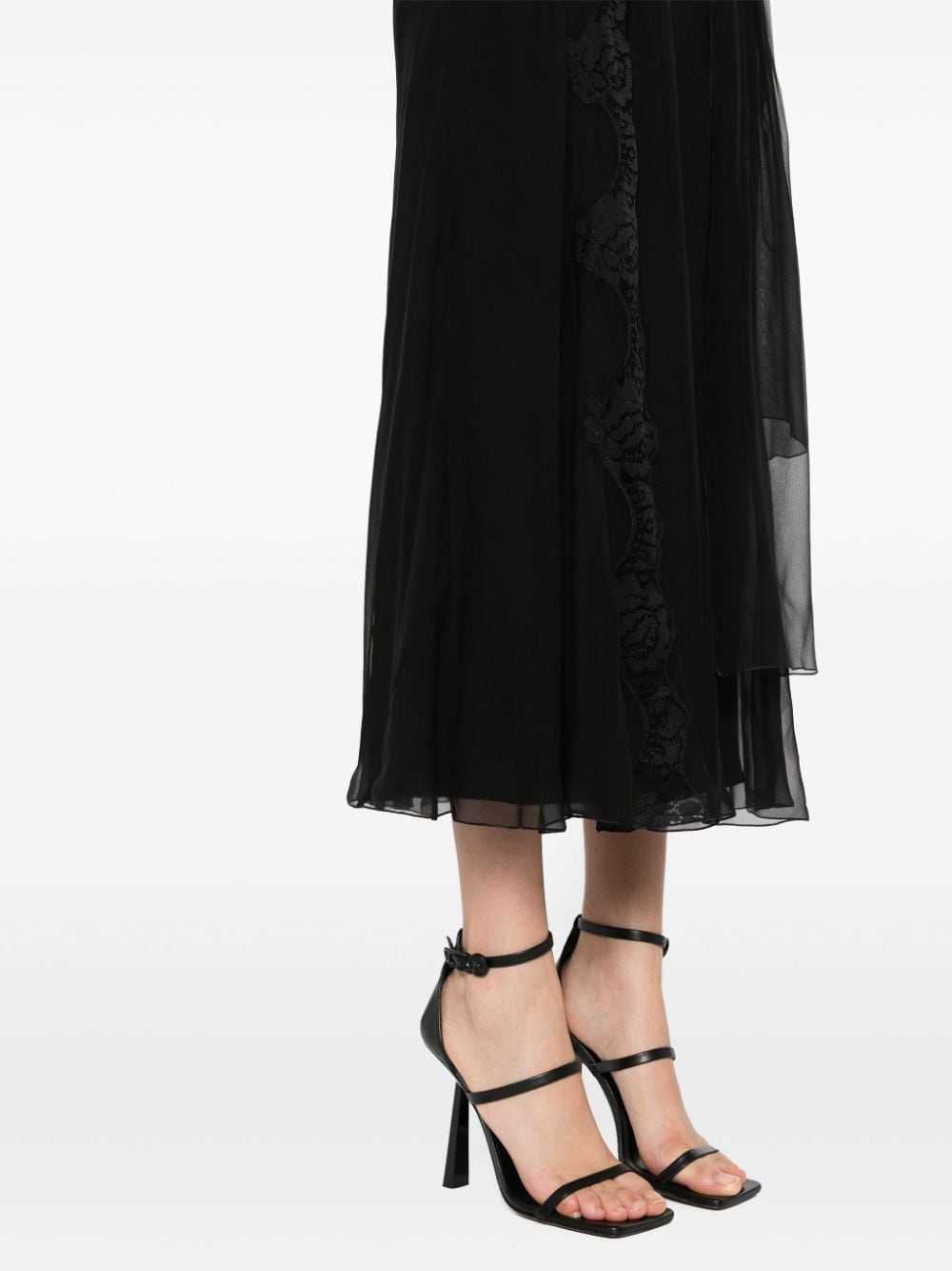 Shop Alberta Ferretti Silk Maxi Dress In Black