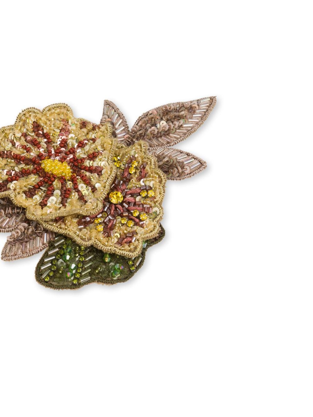 Shop Alberta Ferretti Embroidered Floral Brooch In Brown