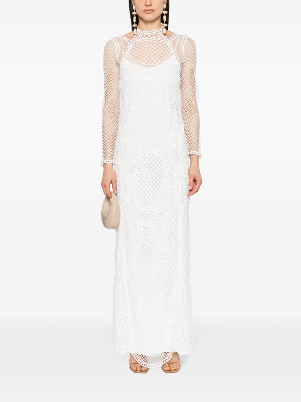 Shop Alberta Ferretti Lace Maxi Dress In White