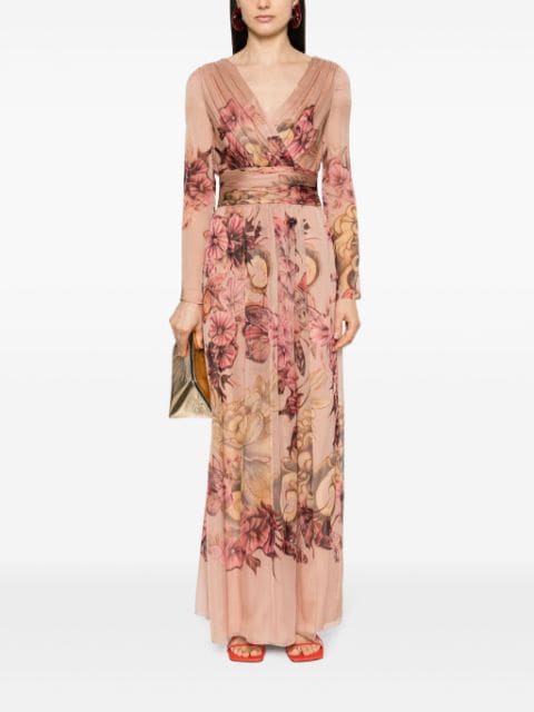 floral-print silk dress