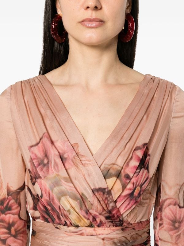 Alberta Ferretti floral print Silk Dress Farfetch