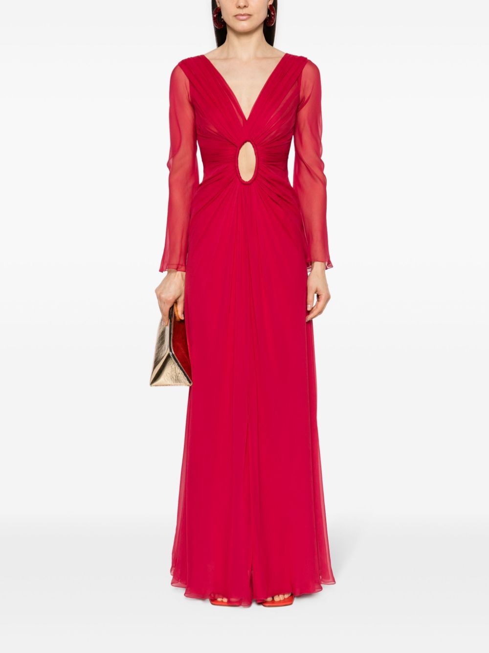 Alberta Ferretti cut out-detail silk dress - Pink