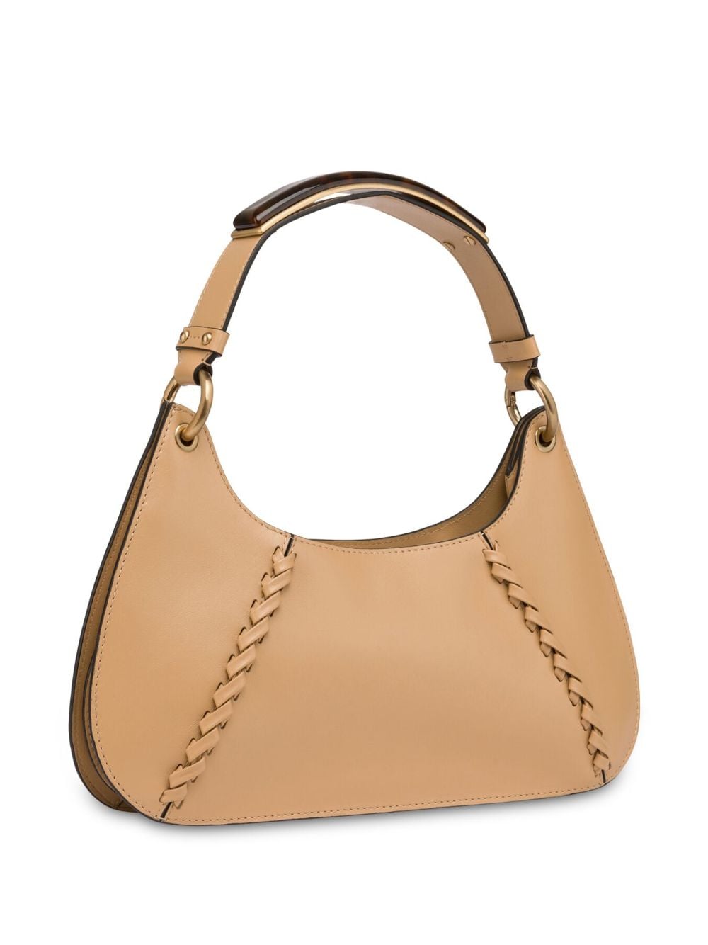 Shop Alberta Ferretti Small Handle Gem Leather Tote Bag In Neutrals