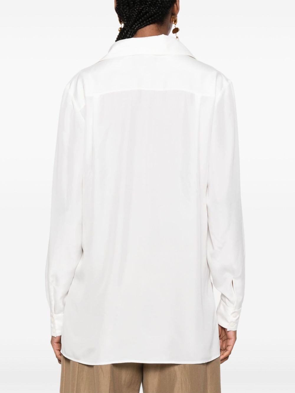 Shop Alberta Ferretti Poplin Silk Shirt In White