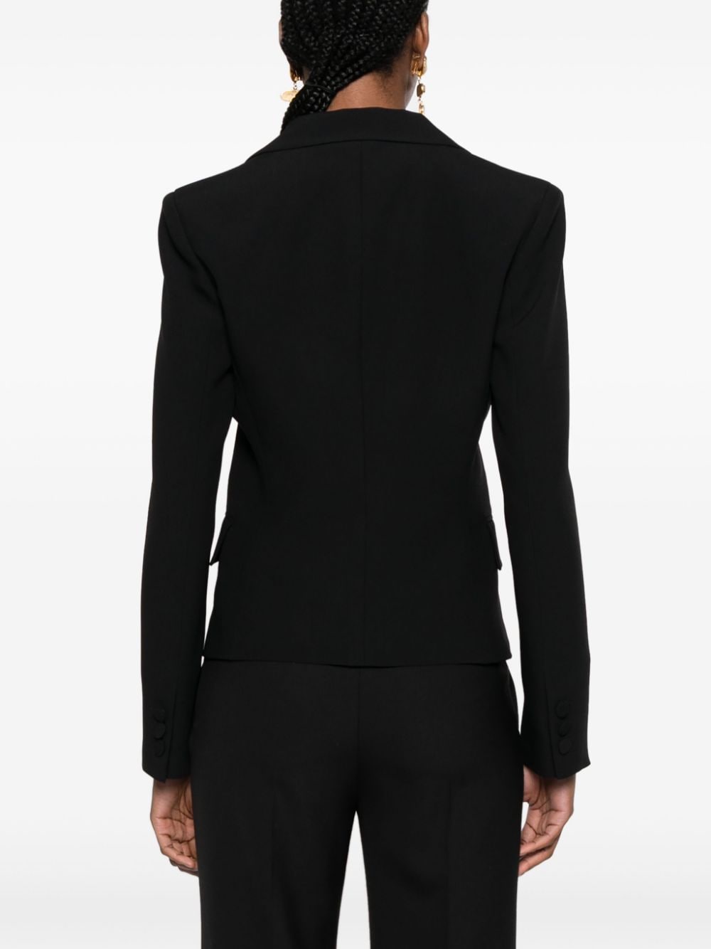 Shop Alberta Ferretti Wide-peak-lapels Crepe Blazer In Black