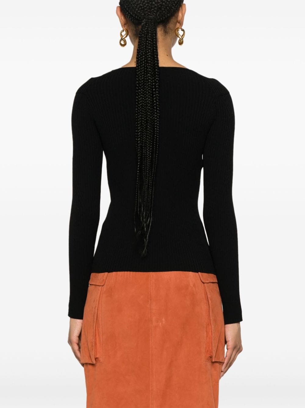 Shop Alberta Ferretti Boat-neck Knitted Top In Black