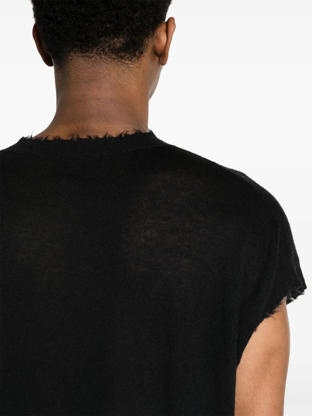 Shop Frei-mut Kyaring Distressed Cashmere T-shirt In Black