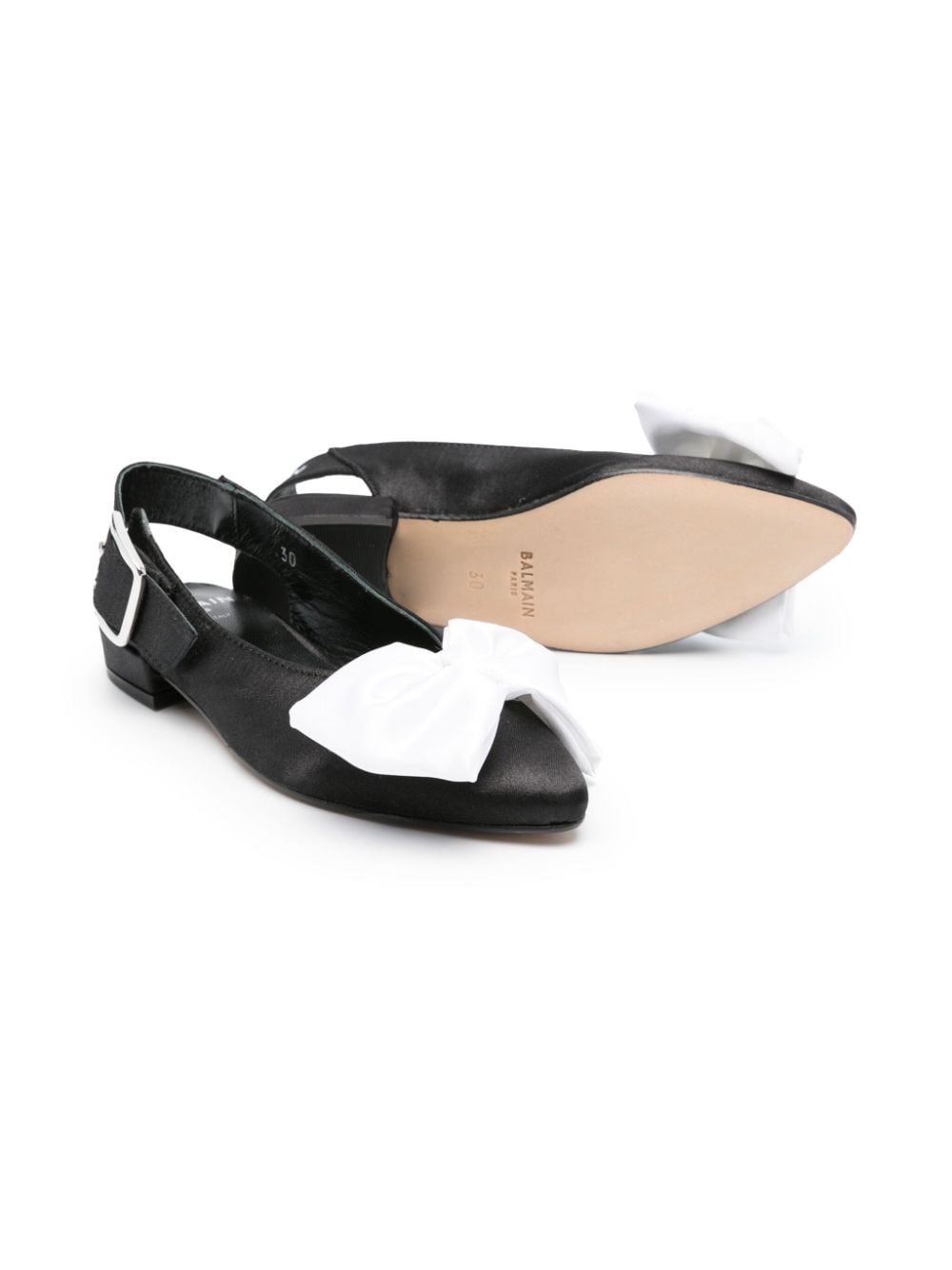 Shop Balmain Bow-embellished Slingback Pumps In Black