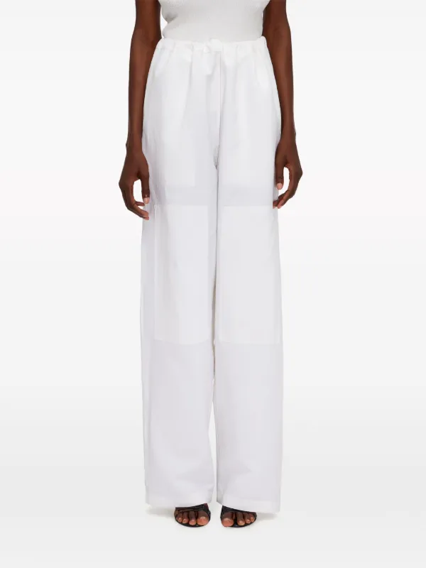 パンツ SALVATORE FERRAGAMO WOOL, SILK AND LINEN BLEND TROUSERS Ferragamo patch-detail linen-blend Trousers | White