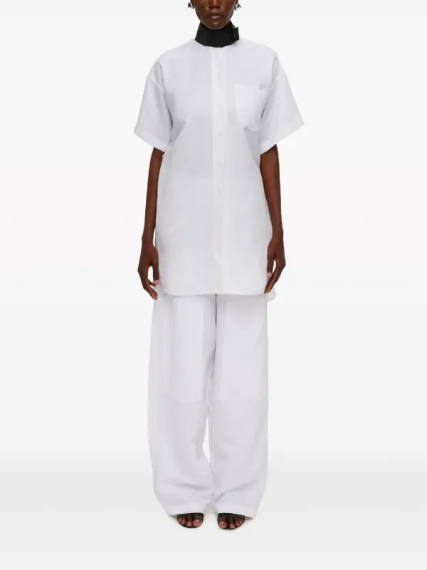 パンツ SALVATORE FERRAGAMO WOOL, SILK AND LINEN BLEND TROUSERS Ferragamo patch-detail linen-blend Trousers | White