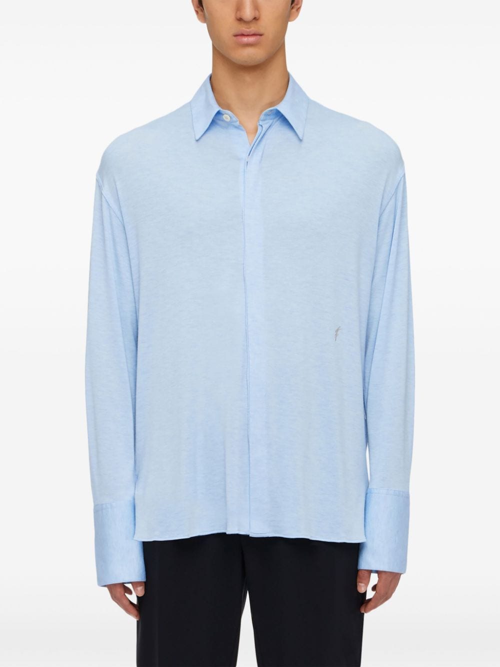 Shop Ferragamo Logo-embroidery Stretch-jersey Shirt In Blue