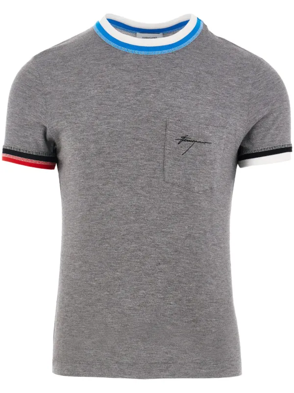 Ferragamo★素敵！Color Block Logo T-Shirt L Gray 22587502_52902470_600.jpg