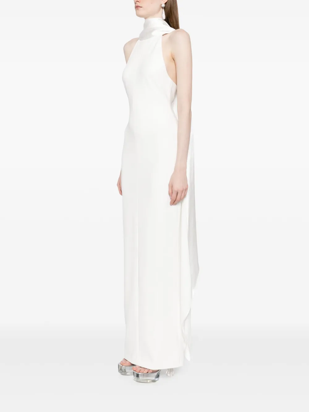 Solace London Dahlia Crepe Column Gown In White