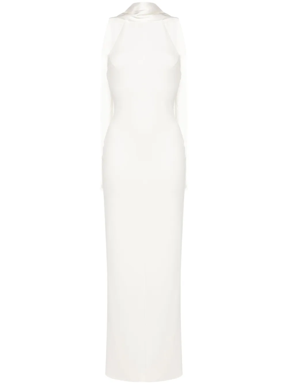 Solace London Dahlia Crepe Column Gown In White