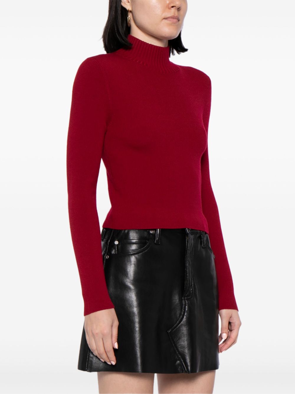 Shop Alice And Olivia Senaida Roll-neck Cropped Jumper In Rot
